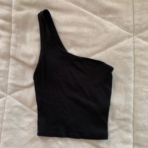 One shoulder ribbed top